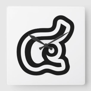 Thailand nummer 4 / Vier / ๔ (zie/Si) Thaise scrip Vierkante Klok