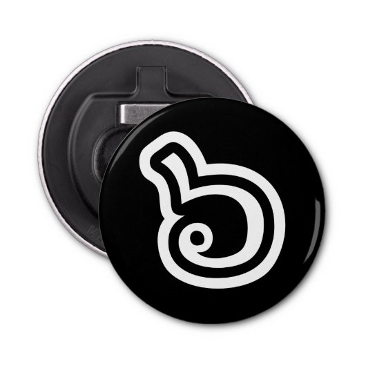 Thailand nummer 6 / Six / ๖ (Ho/Hok) Thaise taal Button Flesopener (Voorkant)