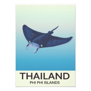 Thailand Phi-eilanden Reisposter Foto Afdruk