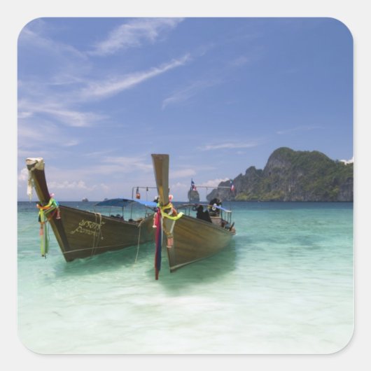 Thailand, Phi Phi Don-eiland, Yong Kasem-strand, Vierkante Sticker (Voorkant)