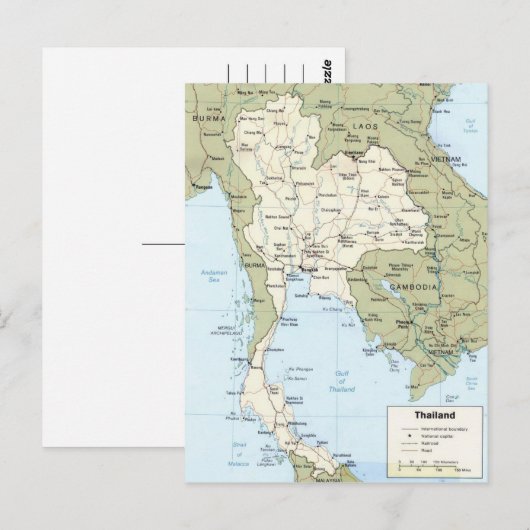 Thailand-plattegrond briefkaart (Voorkant / Achterkant)