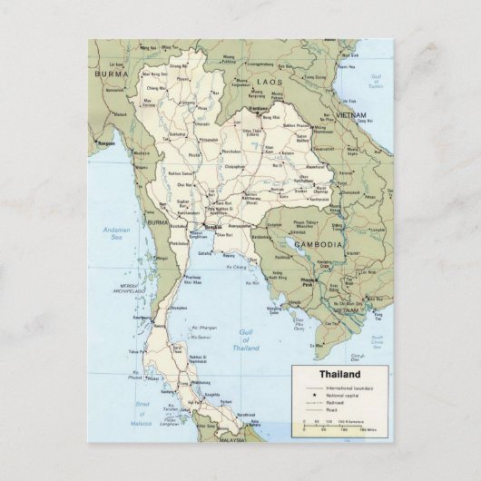Thailand-plattegrond briefkaart (Voorkant)