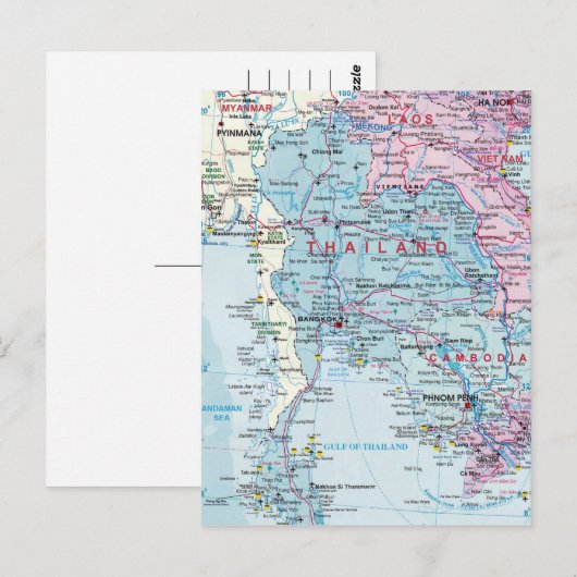 Thailand-plattegrond briefkaart (Voorkant / Achterkant)