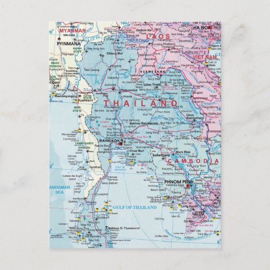 Thailand-plattegrond briefkaart (Voorkant)