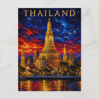 Thailand: Radiant Sunset Wat Arun Art Souvenir Briefkaart