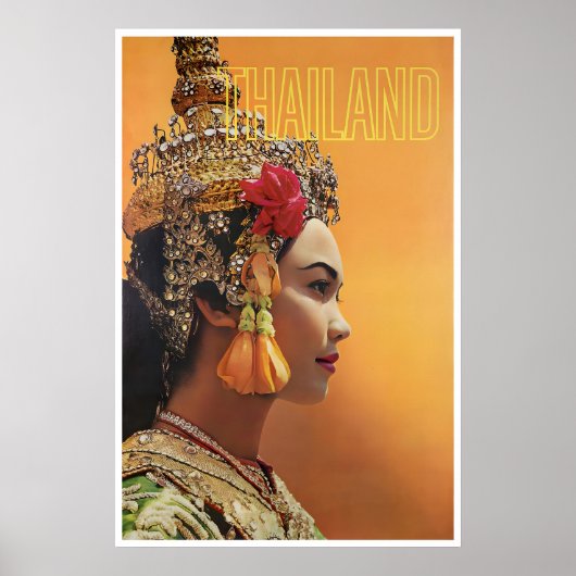 Thailand Reisposter Thaise Vrouw Kunst Airline Poster (Voorkant)