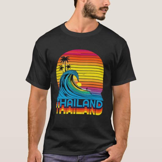 Thailand Retro Throwback Surf & Thai Beach Souveni T-shirt (Voorkant)
