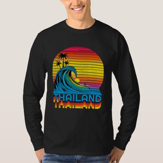 Thailand Retro Throwback Surf & Thai Beach Souveni T-shirt (Voorkant)