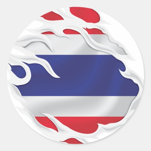 Thailand Ripped Flag Classic Round Sticker (Voorkant)