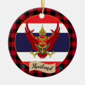 Thailand, Rode buffels en Thaise vlag Keramisch Ornament (Voorkant)