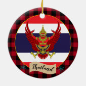 Thailand, Rode buffels en Thaise vlag Keramisch Ornament (Achterkant)