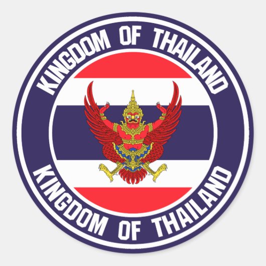 Thailand Round Embleem Ronde Sticker (Voorkant)