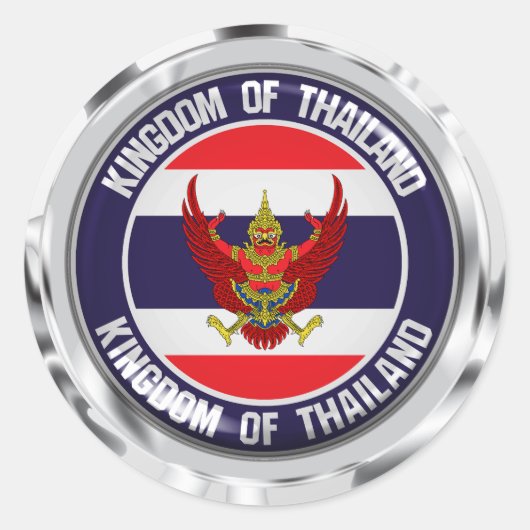 Thailand Round Embleem Ronde Sticker (Voorkant)