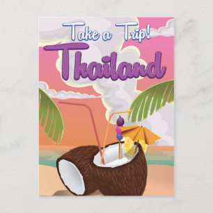 Thailand strand vakantieposter briefkaart