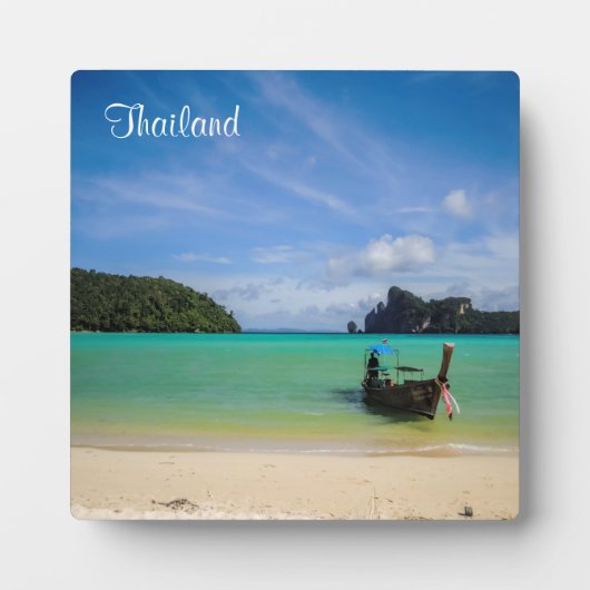 Thailand strandfoto met vissersboot fotoplaat (Voorkant)