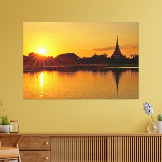 Thailand - sunset in Khon Kaen Canvas Afdruk (Insitu (Woonkamer))