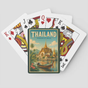 Thailand Tempel Illustratie Reis Kunst Vintage Pokerkaarten