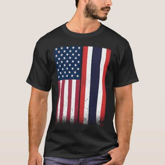 Thailand  Thai American Flags Proud USA Thailand T-shirt (Voorkant)