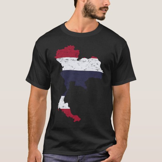 Thailand Thai Flag Map Silhouette Travel Vacation T-shirt (Voorkant)