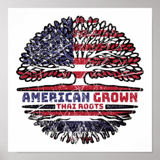 Thailand Thai US American USA United States Tree Poster (Voorkant)