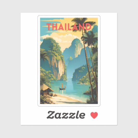 Thailand Traditionele reizen poster Sticker (Vel)