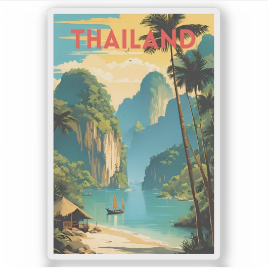 Thailand Traditionele reizen poster Sticker (Voorkant)