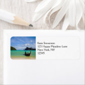 Thailand Travel Beach Foto met Vissende tas Etiket (Insitu)