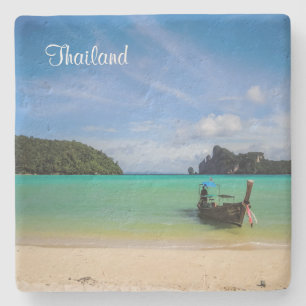 Thailand Travel Beach Foto met Vissende tas Stenen Onderzetter