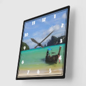 Thailand Travel Beach Foto met Vissende tas Vierkante Klok (Hoek)