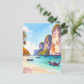 Thailand Tropical Beach Vintage Travel Briefkaart (Staand voorkant)