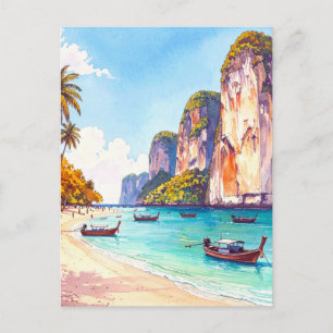 Thailand Tropical Beach Vintage Travel Briefkaart