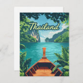 Thailand Tropical Island Long Tail Boat Kaart (Voorkant / Achterkant)