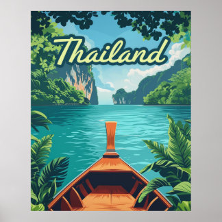 Thailand Tropical Island Long Tail Boat Poster