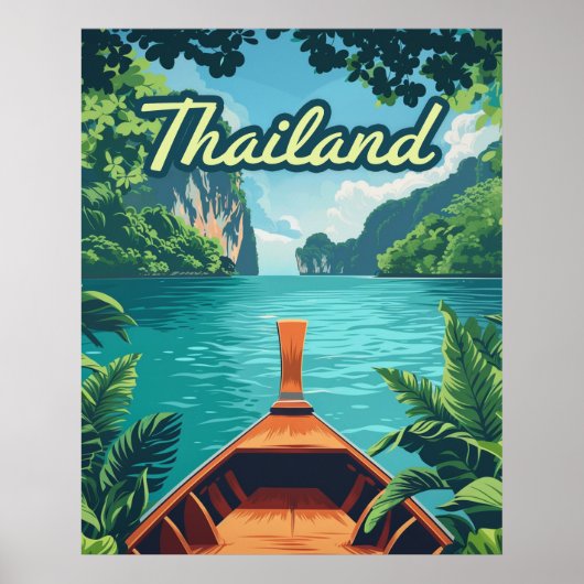 Thailand Tropical Island Long Tail Boat  Poster (Voorkant)