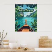 Thailand Tropical Island Long Tail Boat  Poster (Keuken)
