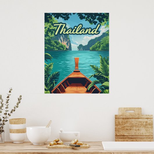 Thailand Tropical Island Long Tail Boat Poster (Keuken)