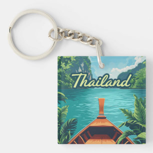 Thailand Tropical Island Long Tail Boat Sleutelhanger