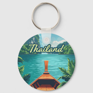 Thailand Tropical Island Long Tail Boat Sleutelhanger