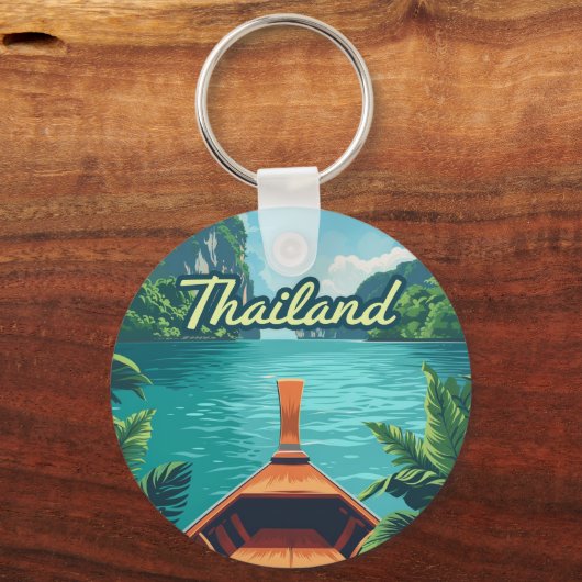 Thailand Tropical Island Long Tail Boat  Sleutelhanger (Voorkant)
