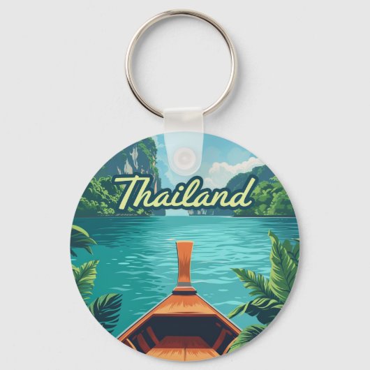 Thailand Tropical Island Long Tail Boat  Sleutelhanger (Achterkant)