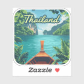 Thailand Tropical Island Long Tail Boat  Sticker (Vel)