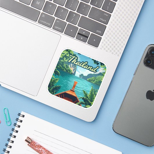 Thailand Tropical Island Long Tail Boat  Sticker (Laptop met iPhone)