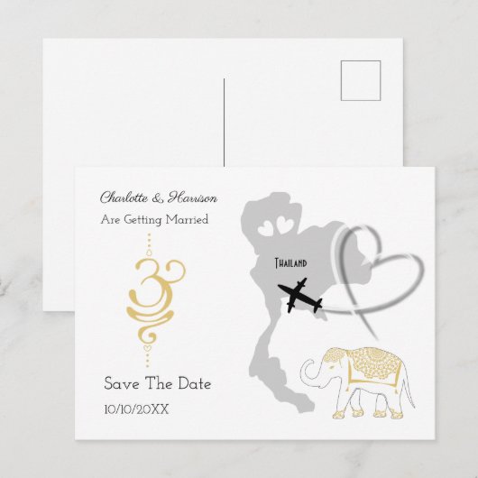 Thailand Tropical Wedding Destination Aankondigingskaart (Voorkant / Achterkant)