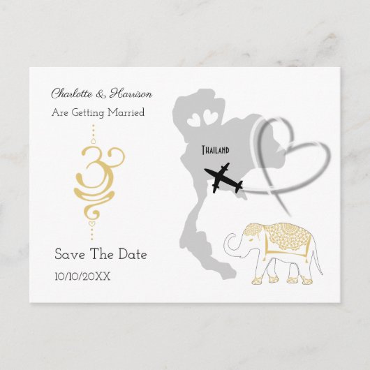 Thailand Tropical Wedding Destination Aankondigingskaart (Voorkant)