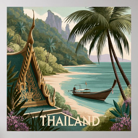 Thailand Tropische Illustratie Poster (Voorkant)