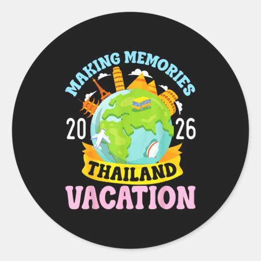 Thailand Vacation 2026 Travel Making Memories Fami Ronde Sticker (Voorkant)