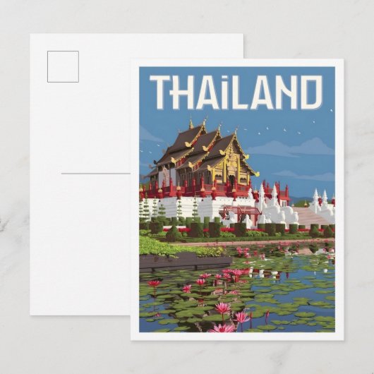 Thailand Vintage Kunst Reizen Briefkaart (Voorkant / Achterkant)