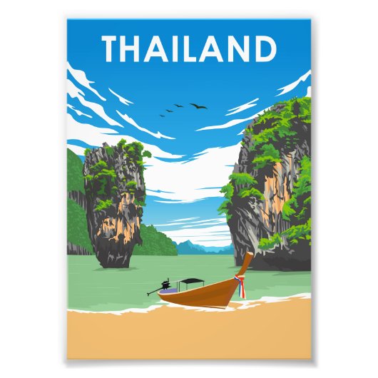 Thailand Vintage Minimal Retro Traevl Poster (Voorkant)
