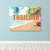 Thailand Vintage Reisposter Canvas Afdruk (Insitu (Houten vloer))