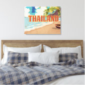 Thailand Vintage Reisposter Canvas Afdruk (Insitu (Slaapkamer))